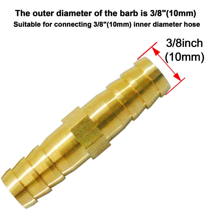 Da by 3 pcs 3/8"(10mm) Barb Splicer Mender Hose Brass Barb Fitting with 6 pcs Stainless Steel Pipe Clamps for Water/Fuel/Air - Image 5